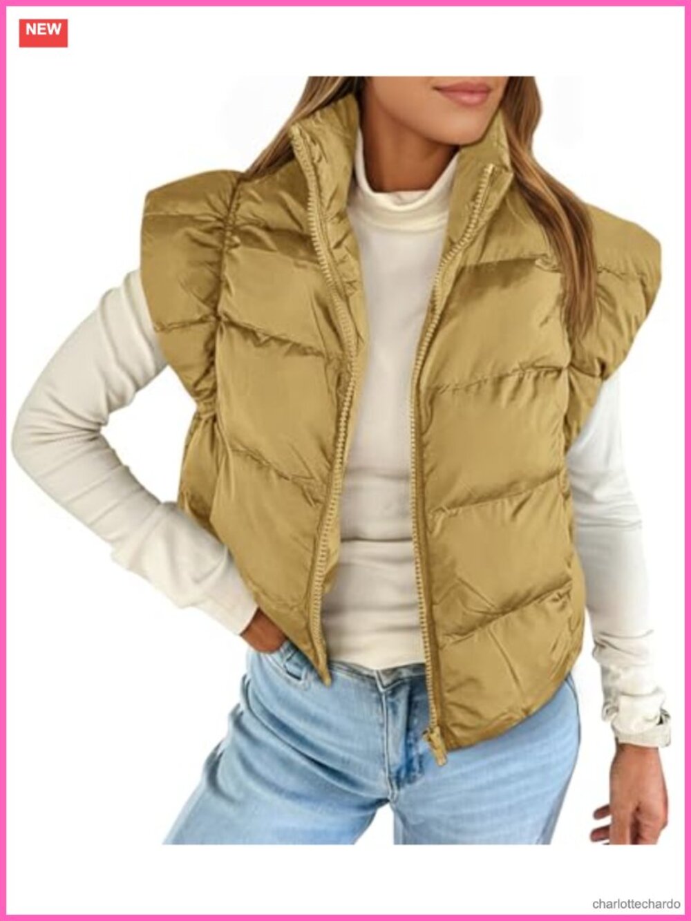 Womens Cropped Puffer Vest Cap Sleeve Zip Up Quilted Jacket